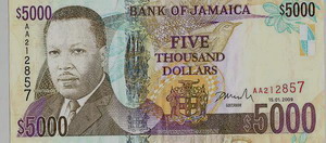 Jamaican five thousand dollar bill