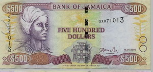 Jamaican five hundred dollar bill