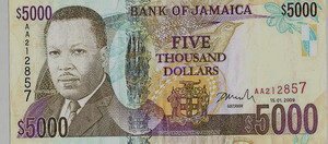 Jamaican five thousand dollar bill